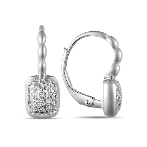White Gold Pave Diamond Leverback Earrings - .12cts Arezzo Jewelers Elmwood Park, IL