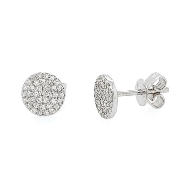 14k Diamond Pave Circle Stud Earrings Arezzo Jewelers Elmwood Park, IL