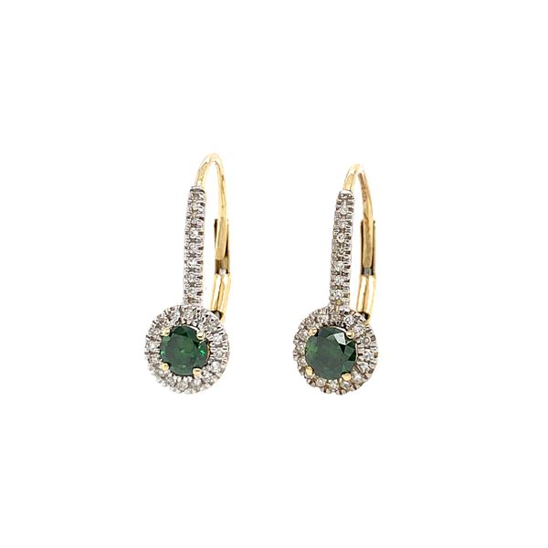 Green Diamond Leverback Earrings, 10k Yellow Gold Arezzo Jewelers Elmwood Park, IL