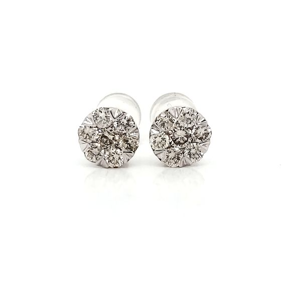 18k White Gold 7 Stone Diamond Stud Earrings Arezzo Jewelers Elmwood Park, IL