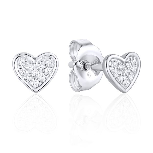 14k White Gold Diamond Heart Stud Earrings Arezzo Jewelers Elmwood Park, IL