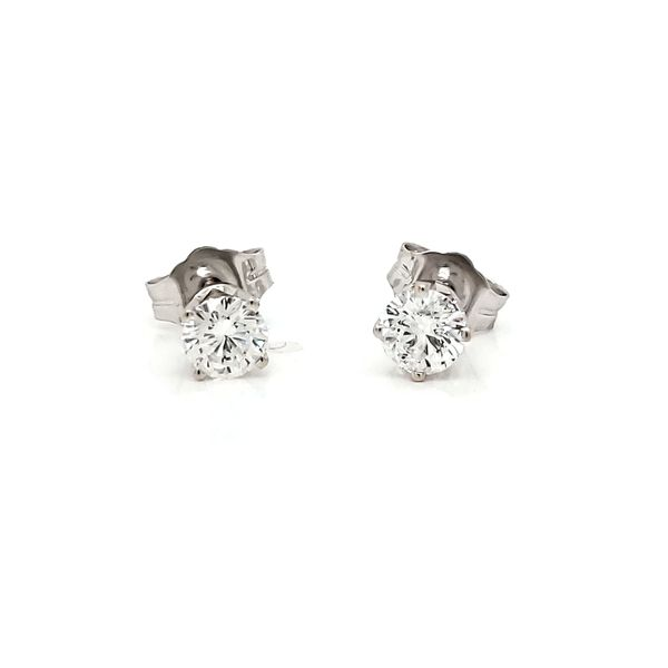 White Gold Round Diamond Stud Earrings, .52cts Image 2 Arezzo Jewelers Elmwood Park, IL
