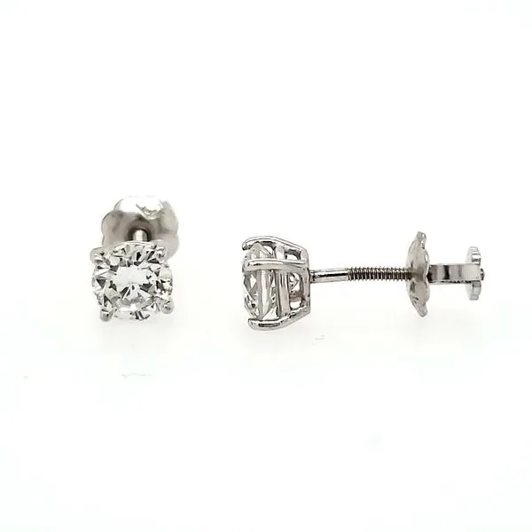 1/2 Carat Round Diamond Stud Earrings with Screwbacks Image 2 Arezzo Jewelers Elmwood Park, IL