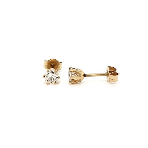 14k Yellow Gold Six Prong Diamond Stud Earrings, .35cts Image 2 Arezzo Jewelers Elmwood Park, IL