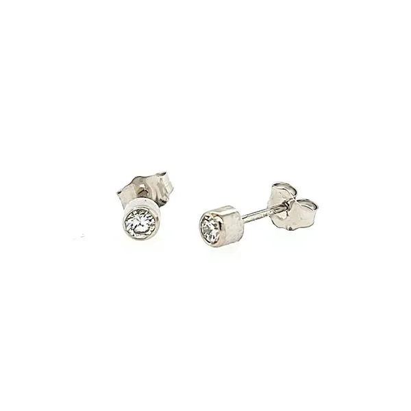 14k White Gold Bezel Set Diamond Stud Earrings, .20cts Image 2 Arezzo Jewelers Elmwood Park, IL