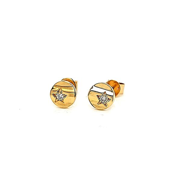 14k Yellow Gold Petite Circle Diamond Stud Earrings Image 2 Arezzo Jewelers Elmwood Park, IL