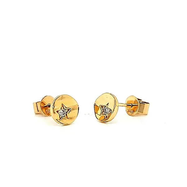 14k Yellow Gold Petite Circle Diamond Stud Earrings Arezzo Jewelers Elmwood Park, IL