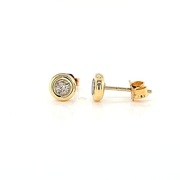 18k Yellow Gold Bezel-Set Diamond Stud Earrings, .33cts TW Image 2 Arezzo Jewelers Elmwood Park, IL