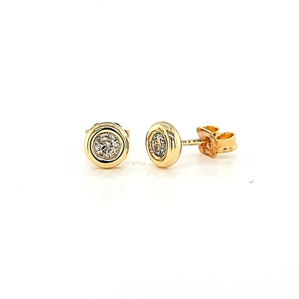 18k Yellow Gold Bezel-Set Diamond Stud Earrings, .33cts TW Image 3 Arezzo Jewelers Elmwood Park, IL