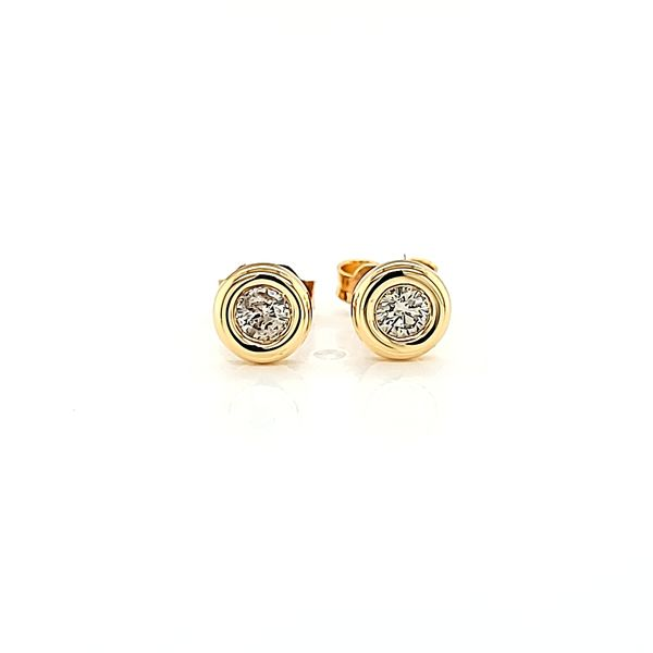 18k Yellow Gold Bezel-Set Diamond Stud Earrings, .33cts TW Arezzo Jewelers Elmwood Park, IL
