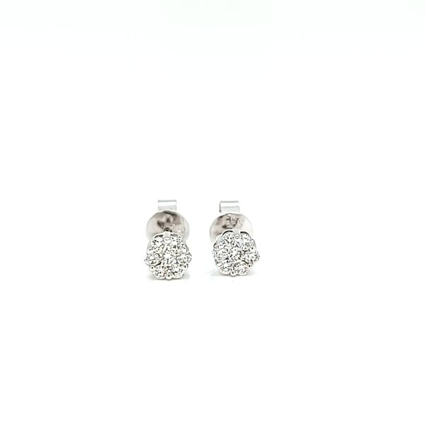 14K White Gold Diamond Cluster Stud Earrings - .25cts Arezzo Jewelers Elmwood Park, IL