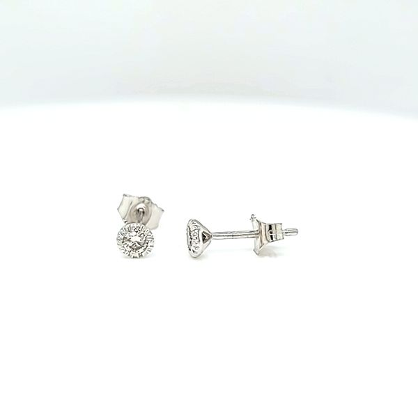 14k White Gold Round Diamond Stud Earrings, Illusion Set, .25cts Image 2 Arezzo Jewelers Elmwood Park, IL