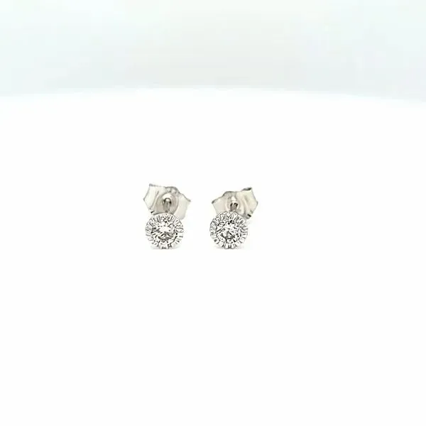 14k White Gold Round Diamond Stud Earrings, Illusion Set, .25cts Arezzo Jewelers Elmwood Park, IL