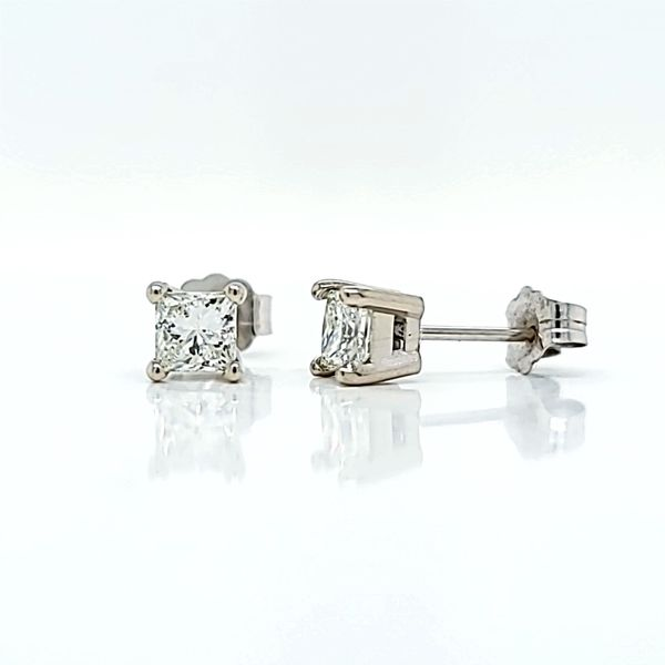 14k White Gold Princess-Cut Diamond Stud Earrings, .80cts Image 2 Arezzo Jewelers Elmwood Park, IL