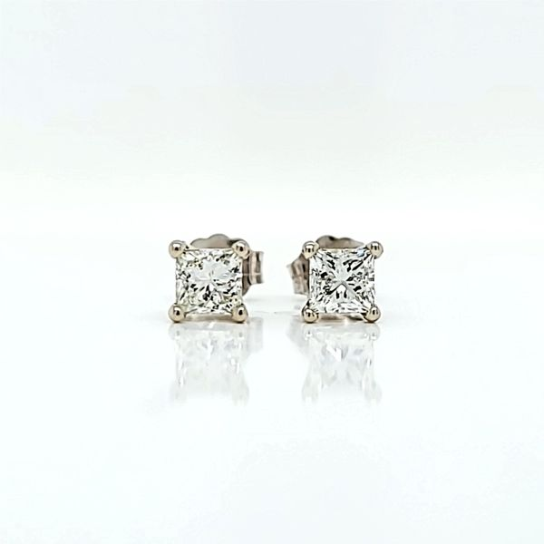 14k White Gold Princess-Cut Diamond Stud Earrings, .80cts Arezzo Jewelers Elmwood Park, IL