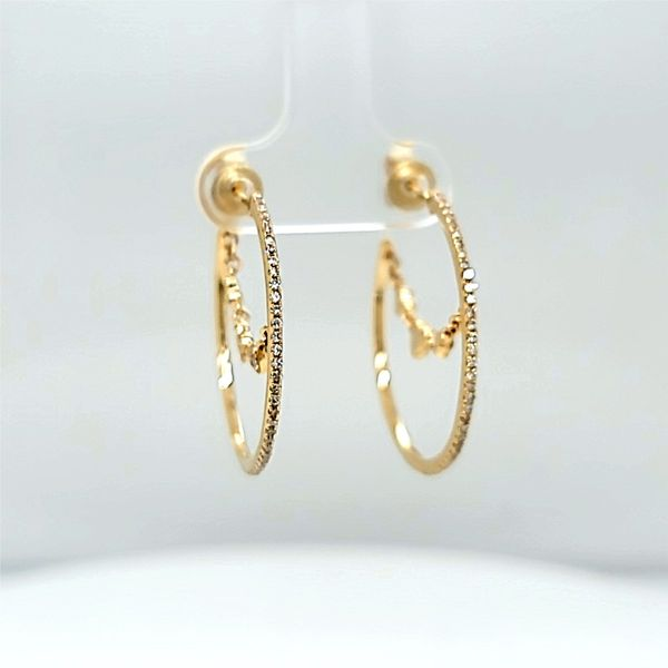 14k Yellow Gold Petite Diamond Hoop Earrings Arezzo Jewelers Elmwood Park, IL