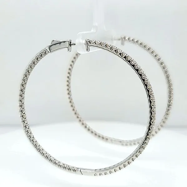 18k White Gold Large Inside Out Diamond Hoop Earrings, 3.07cts Image 2 Arezzo Jewelers Elmwood, IL