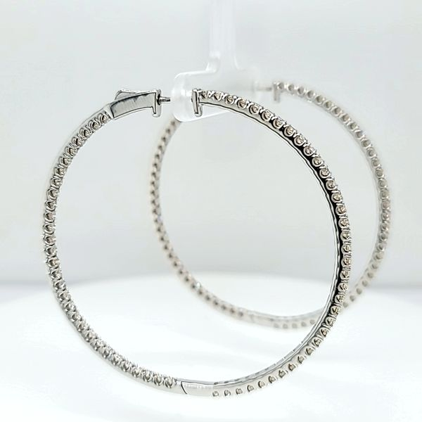 18k White Gold Large Inside Out Diamond Hoop Earrings, 3.07cts Image 2 Arezzo Jewelers Elmwood Park, IL