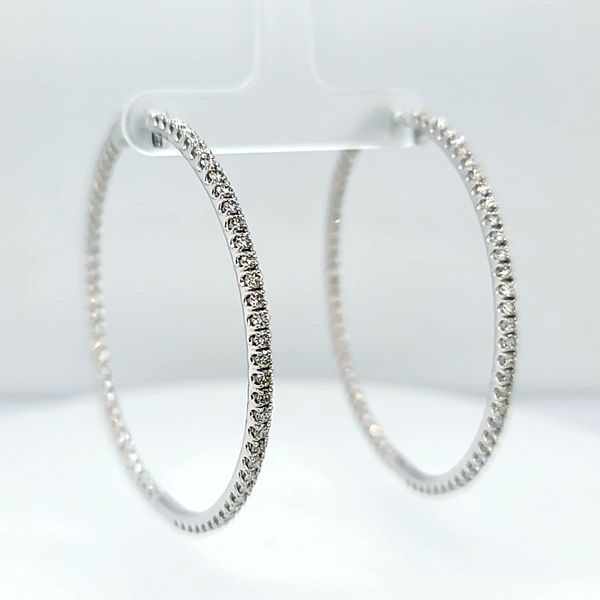 18k White Gold Large Inside Out Diamond Hoop Earrings, 3.07cts Arezzo Jewelers Elmwood Park, IL