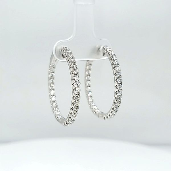 18k White Gold Large Inside Out Diamond Hoop Earrings, 2.70cts Image 2 Arezzo Jewelers Elmwood Park, IL