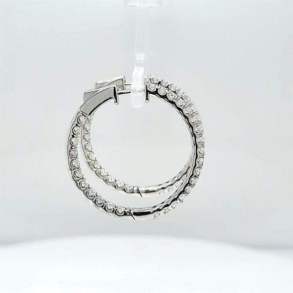 18k White Gold Large Inside Out Diamond Hoop Earrings, 2.70cts Image 3 Arezzo Jewelers Elmwood Park, IL