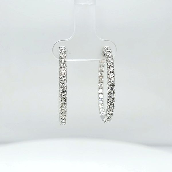 18k White Gold Large Inside Out Diamond Hoop Earrings, 2.70cts Arezzo Jewelers Elmwood Park, IL