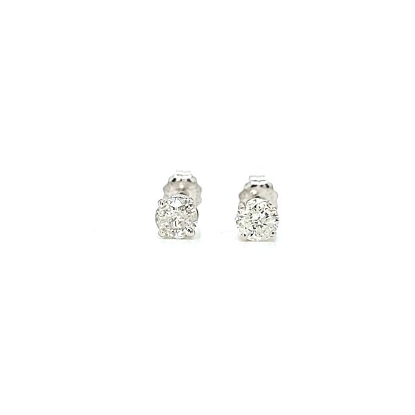 14k White Gold Round Diamond Stud Earrings, .63cts Arezzo Jewelers Elmwood Park, IL