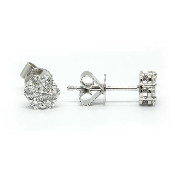 14k White Gold Stud Earrings Image 2 Arezzo Jewelers Elmwood Park, IL