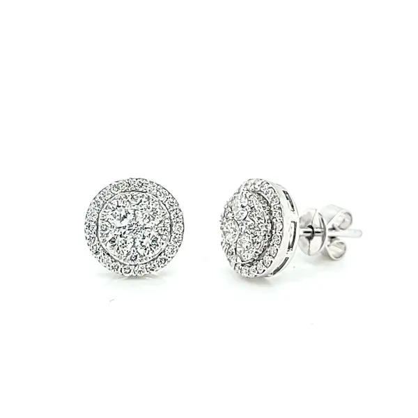 14k White Gold Diamond Halo Earrings Image 2 Arezzo Jewelers Elmwood Park, IL