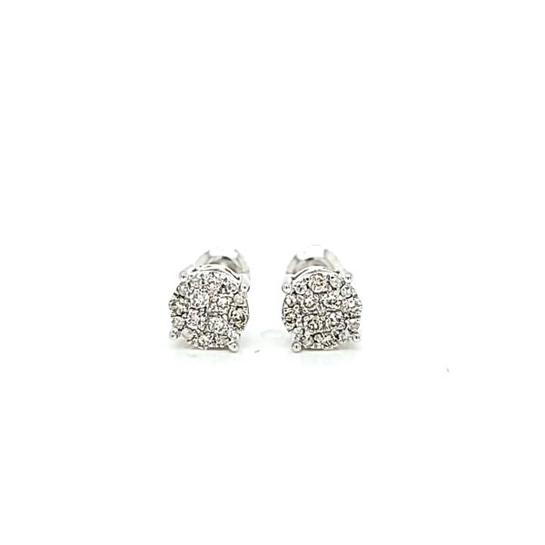 10k White Gold 1/4ct Round Halo Cluster Diamond Earrings Image 2 Arezzo Jewelers Elmwood Park, IL