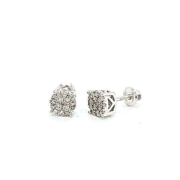 10k White Gold 1/4ct Round Halo Cluster Diamond Earrings Image 3 Arezzo Jewelers Elmwood Park, IL