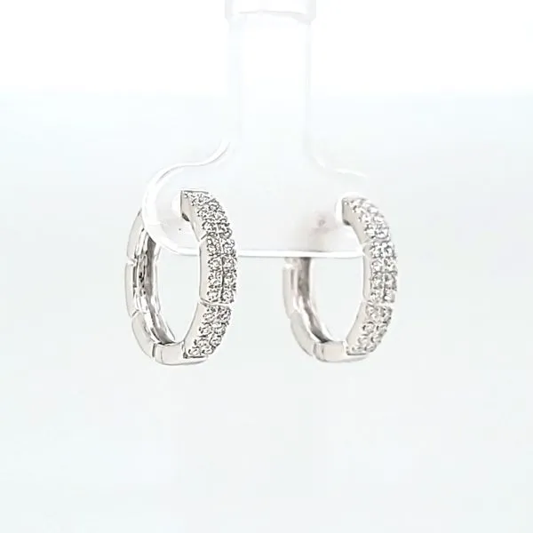 14k White Gold Diamond Hoop Hearrings Image 2 Arezzo Jewelers Elmwood Park, IL