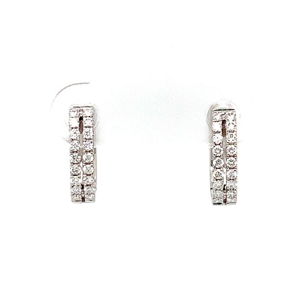 18k White Gold Diamond Small Diamond Hoop Earrings Arezzo Jewelers Elmwood Park, IL