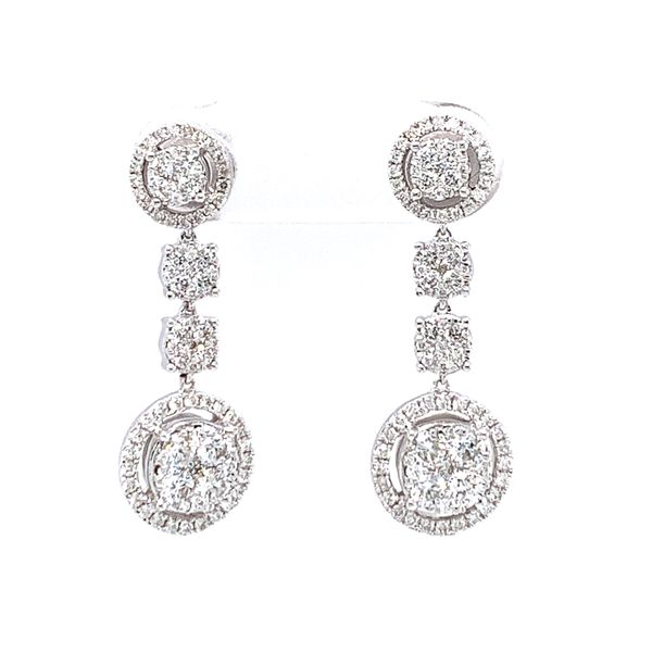 18k White Gold Diamond Halo Earrings Image 2 Arezzo Jewelers Elmwood Park, IL