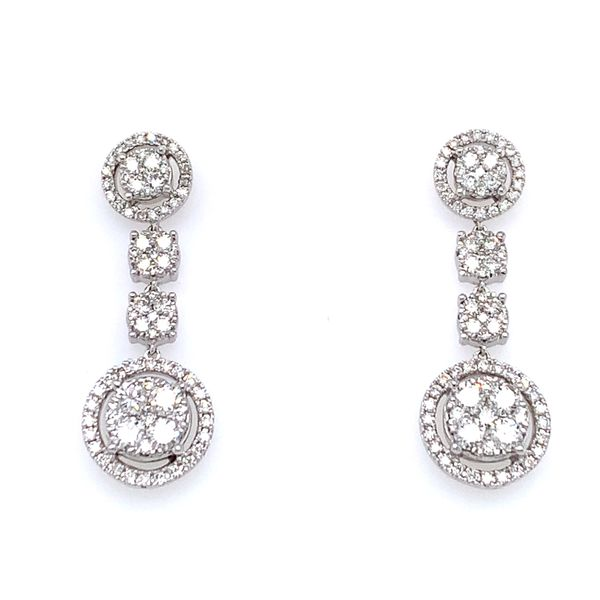 18k White Gold Diamond Halo Earrings Arezzo Jewelers Elmwood Park, IL