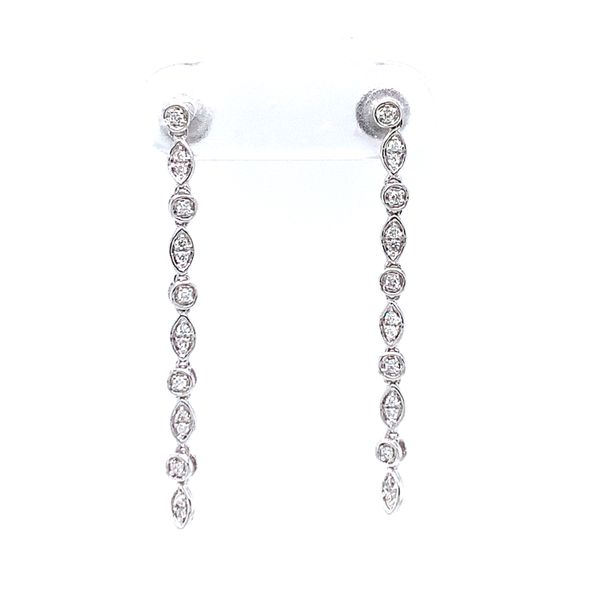 18k White Gold Diamond Line Earrings Arezzo Jewelers Elmwood Park, IL