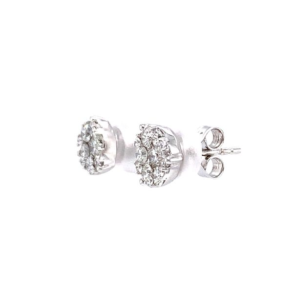 18k White Gold Diamond Halo Stud Earrings, 1.14cts TW Image 2 Arezzo Jewelers Elmwood Park, IL