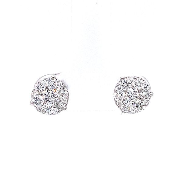 18k White Gold Diamond Halo Stud Earrings, 1.14cts TW Arezzo Jewelers Elmwood Park, IL