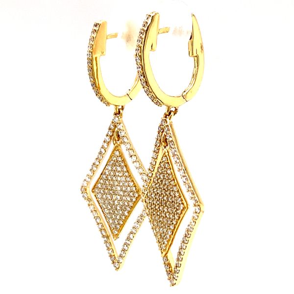 18k Yellow Gold Diamond Pave Dangle Earrings, 1.40cts Image 2 Arezzo Jewelers Elmwood Park, IL