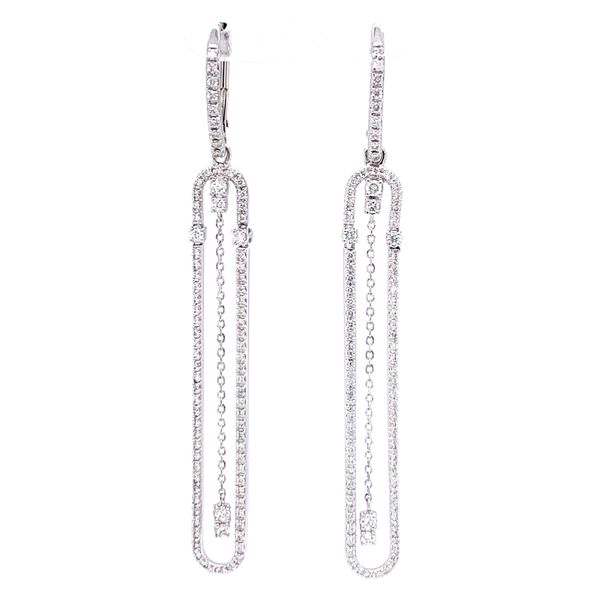 18k White Gold Diamond Hanging Earrings, .86cts Arezzo Jewelers Elmwood Park, IL