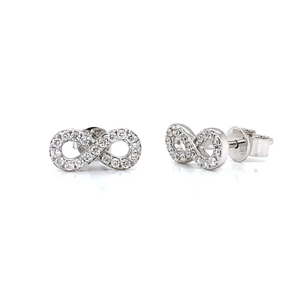 18k White Gold Diamond Infinity Earrings Image 2 Arezzo Jewelers Elmwood Park, IL