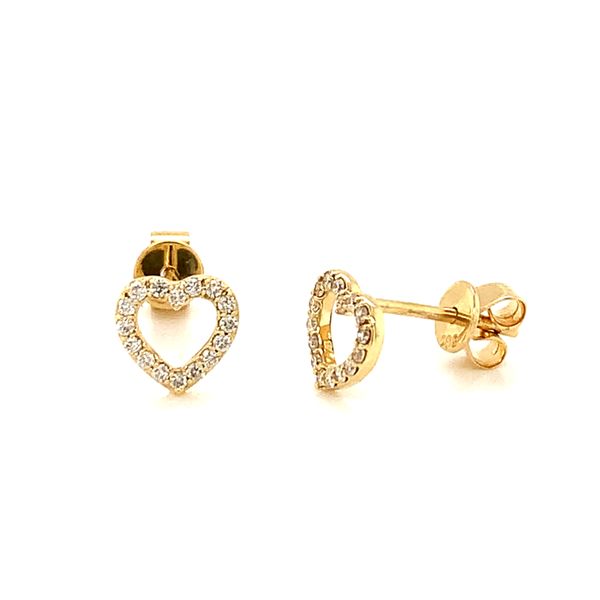 14k Yellow Gold Diamond Heart Earrings Arezzo Jewelers Elmwood Park, IL