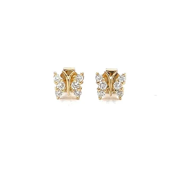 14k Yellow Gold Petite Diamond Butterfly Earrings Arezzo Jewelers Elmwood Park, IL