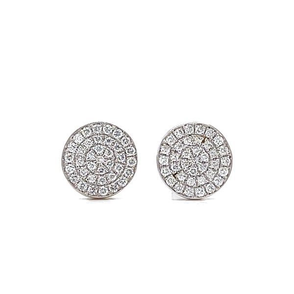 14k White Gold Pave Diamond Circle Earrings Arezzo Jewelers Elmwood Park, IL