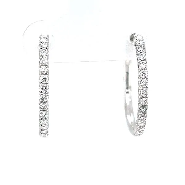 14k White Gold 20mm Diamond Hoop Earrings Arezzo Jewelers Elmwood Park, IL