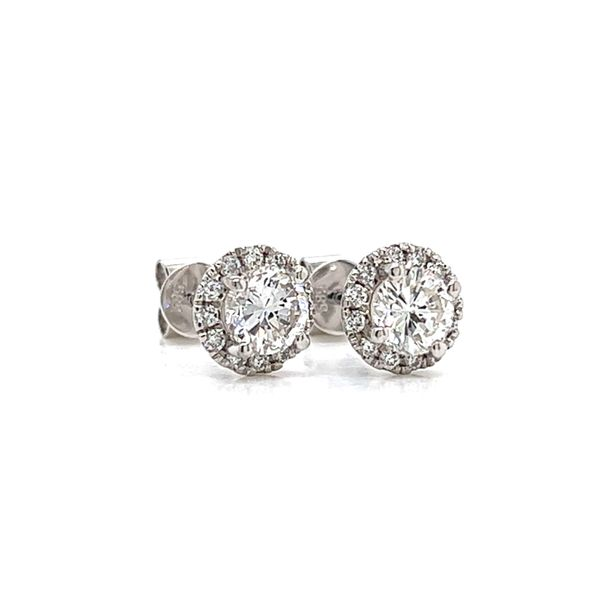 14k White Gold Round Halo Style Diamond Stud Earrings, 1.13cts TW Image 3 Arezzo Jewelers Elmwood Park, IL