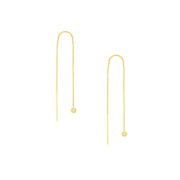 14k White Gold .05ct Diamond Threader Earrings Arezzo Jewelers Elmwood Park, IL