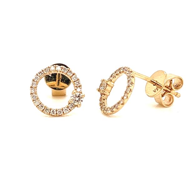 14k Yellow Gold Diamond Circle Studs Earrings Image 2 Arezzo Jewelers Elmwood Park, IL