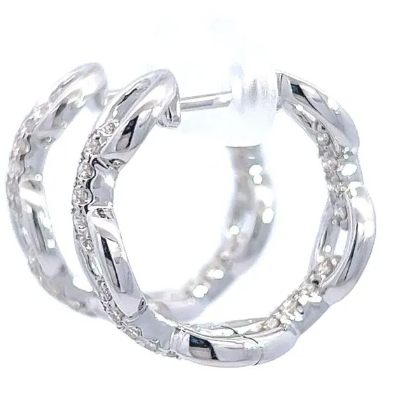 White Gold 0.72ct Small Hoop Diamond Earrings Image 2 Arezzo Jewelers Elmwood Park, IL