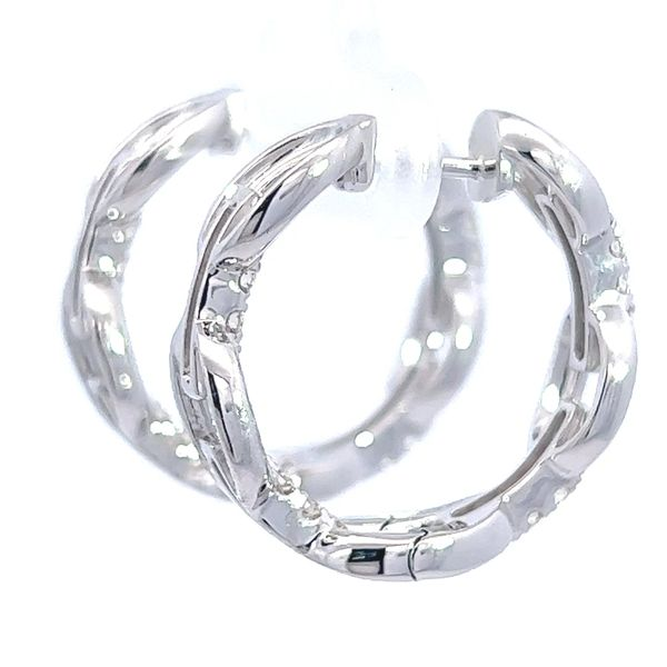 White Gold 0.72ct Small Hoop Diamond Earrings Image 4 Arezzo Jewelers Elmwood Park, IL